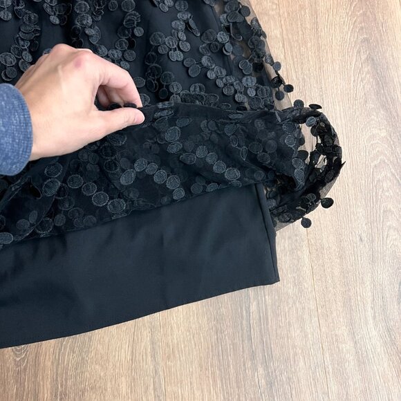 NEW Theory Black Petal Feathered Texture Party Dress Sz 00 - Picture 7 of 15